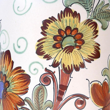 Blumenvase Keramik Blumenmuster handbemalt