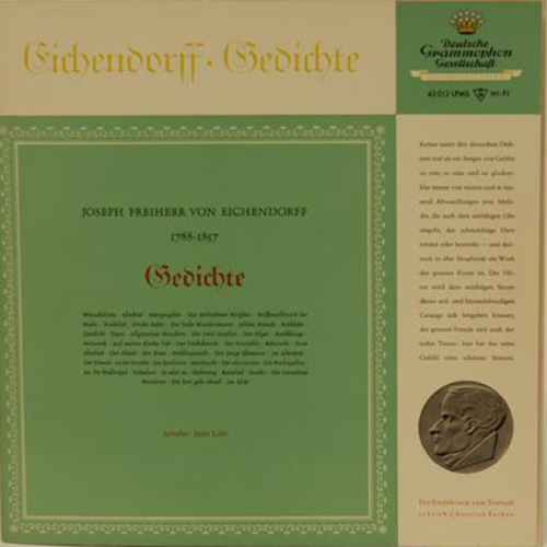 Schallplatte "Gedichte" Eichendorff Peter Lühr LP 1957