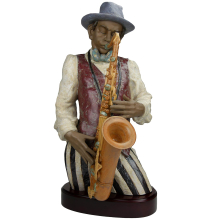 Figur Playing the Blues Saxophonspieler Lladro Porzellan Gres-Finish