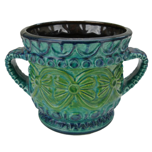 Blumentopf Bay Keramik grün-blau