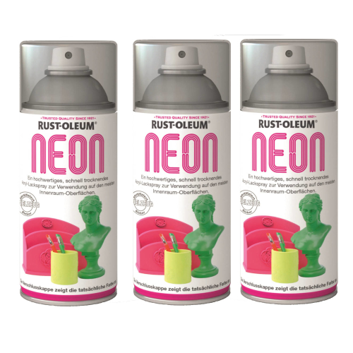 Rust-Oleum Neon Lack Spraydose Innenraumfarbe Neon Gelb 3 Stück