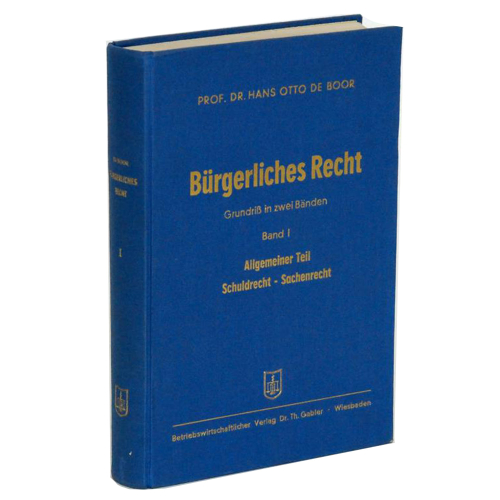 Buch Prof. Dr. Hans Otto de Boor "Bürgerliches Recht" Band 1 Betriebswirtschaftlicher Verlag Dr. Th. Gabler 1954