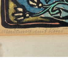 Waldemar Mallek – Madonna mit Kind – signierter Farbholzschnitt – Original Grafik gerahmt