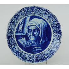 Wandteller "Delfts" Boch La Louviere Kobaltblau Keramik
