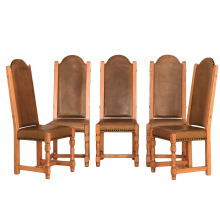 4 Stühle mit Lederbezug Eiche hell