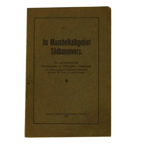 Heft Clemens Schneider "Im Muschelkalkgebiet Südhannovers" Verlag der Hahnschen Buchhandlung 1924