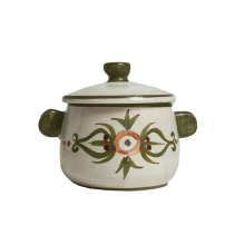 Keramik Dose Mit Deckel Vintage Küchengeschirr Handbemalt Grün