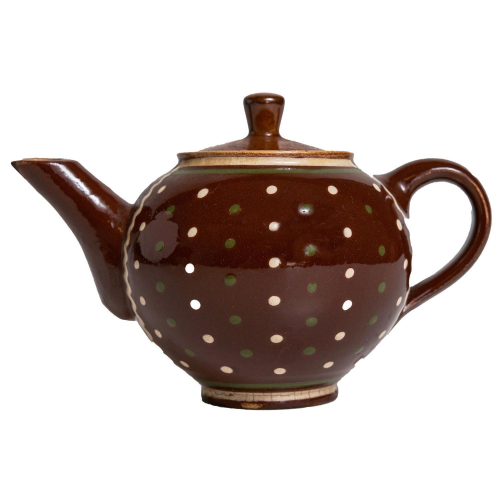 Keramik Kanne Mit Deckel Teekännchen Handbemalt Braun Gemustert