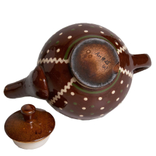 Kaffeekännchen mit Deckel Keramik handbemalt braun