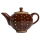 Kaffeekanne Teekännchen mit Deckel Keramik handbemalt braun gemustert