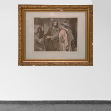Gemälde "Christus und der reiche Jüngling" H. Hoffmann mit Stuckrahmen