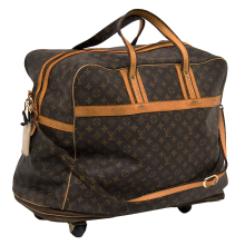 Louis Vuitton Muster vintage Leder Reisetasche mit Rollen