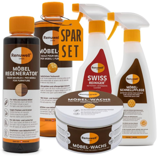 Renuwell Set - Möbel Öl Regenerator Schnellpflege Swiss-Reiniger Möbelwachs